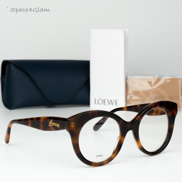 Loewe Women Eyeglasses Havana Demo Round LW50074I CURVY 052 NEW AUTHENTIC - Picture 1 of 8
